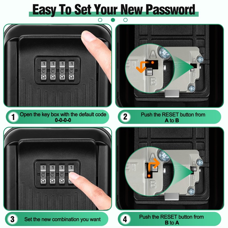 TEUEN Key Lock Box for Outside & Door Handle, Sturdy