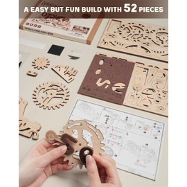 ROBOTIME LK506 Open Closed Sign 3D Puzzle, Mechanical Wooden Model to Build for Beginners, Wooden Puzzles for Adults & Teens, Home Office Cafe Aesthetic Decor Unique Gift