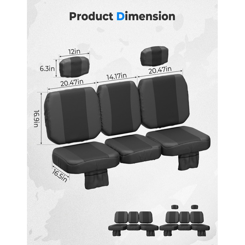 KEMIMOTO Seat Cover Water-Resistant Front and Rear Kits Compatible with