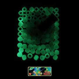 200 Pcs Glow in The Dark Beads Jewelry Making Kit DIY Hair Braiding Bracelet Ornaments Crafts Extra Large Colorful Round Pony +2 Beaders Included (Neon)