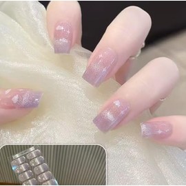 Gel Nail Stickers, 20 Pack, Light Blue, Orange Pink, Cured Type, Lasts 2 Weeks, Waterproof, Odorless, Allergy Relief, Perfect Gift for Her, Nude Design, Tool Included (903)