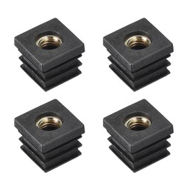uxcell 4Pcs Inserts for Square Tubes with M8-1.25mm Thread, for 0.87"x0.87" OD Square Tube, Black Plastic Plug Caster Insert Chair End Caps Furniture