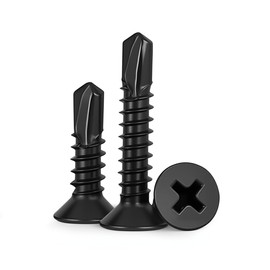 #10 x 2-1/2" (50 Pack) Flat Head Sheet Metal Screws Phillips Drive Fast Self-Tapping Screw Wood Screws, High-Strength 410 Stainless Steel, Black Oxide