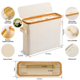 Toilet Paper Storage Basket with Lid, Bamboo Toilet Paper Storage Holder Stand Organizer for Bathroom, Toilet Paper Storage Box Container with Handle, Toilet Tissue Storage Bin for RV Closet, Beige