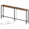 MAHANCRIS 63'' Skinny Console Table with Charging Station, Narrow Long