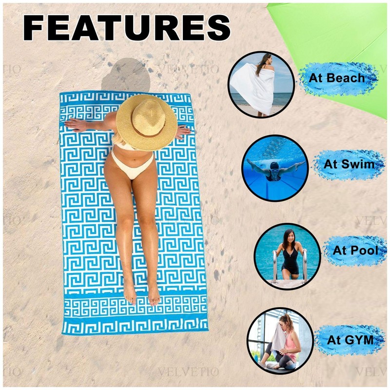 VELVETIO Beach Towel 100 x 180 cm, Extra Large 100%