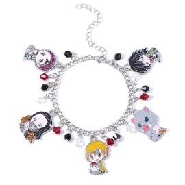 SONGCHANGJEWELRY Anime Figure Tanjiro Charm Bracelet - Tanjiro Nezuko Zenitsu Inosuke Figure Bracelet - Gifts
