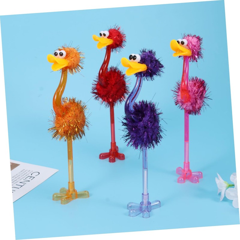 Operitacx 4pcs Ostrich Ballpoint Pens Lightweight Fun Design for School