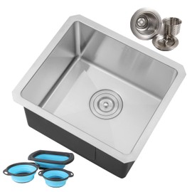 CozyBlock 17 in. x 15 in. x 9 in. 16-Gauge Stainless Steel Undermount Single Bowl Bar Prep Kitchen Sink with Collapsible Colander Set and Strainer
