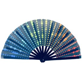 FANSOF.FANS Large Rave Folding Handheld Chinese/Japanese Fan Women Girls Rave Accessories for Music Festivals Burlesque Pride Outfits Clack Fan (Retro)