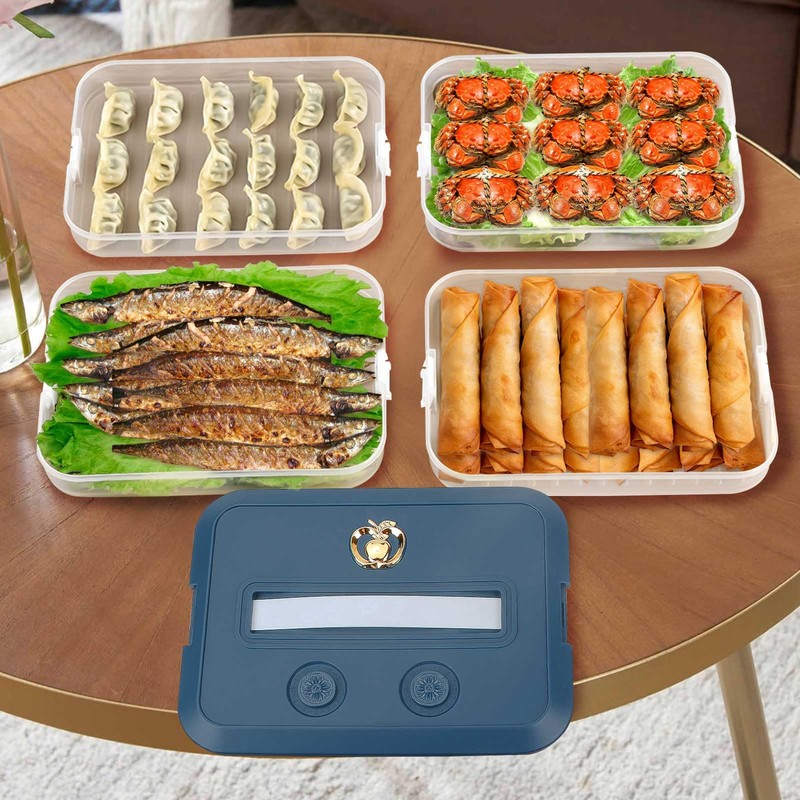 Yallmie 4 Layer Dumpling Storage Box, Dumpling Organizer with Lid