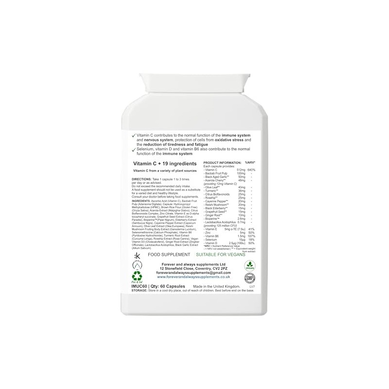 Inferno Immunity Immune System Support Capsules, Vitamin C & Zinc