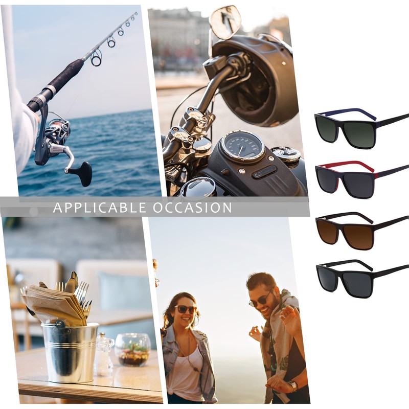 Global Glasses Men's Square Sunglasses Polarised UV Protection CAT 3