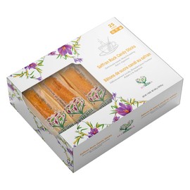 Eupherbia EUPHERBIA Saffron Rock Candy Sticks, 25 Pack, Pure Crystalline Elegance, Handcrafted Sweetness, Sugar Rock Candy (Nabat) Infused with Pure Grade A+ Saffron Threads, Ideal for Tea, Coffee, Milk, and All Your Favorite Hot Beverages, 16Oz, 450 Gram (25x18g)