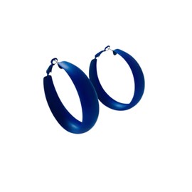 Matte Round Hoop Earrings Large Retro Neon Color Circle Earrings Multicolor Pierced Classic Lightweight Loops for Women Party Jewelry (blue)