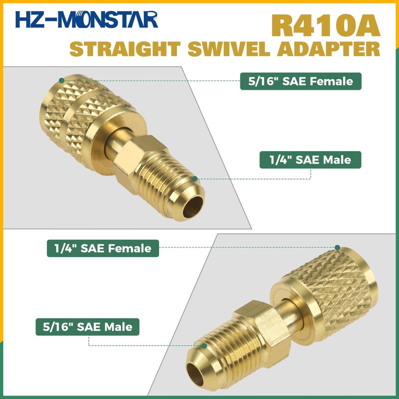 HZ-MONSTAR R410A R134A Adapters Mini Split Adapter Fitting Kit 5/16"