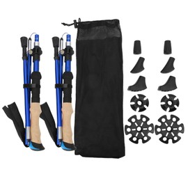 2pcs Foldable Hiking Poles Set Outdoor Walking Climbing Alpenstocks Collapsible Aluminum AlloyBlue