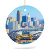 EQEY Cincinnati Ohio Christmas Ornament Porcelain Double-Sided Ceramic Ornament,2.9 Inches