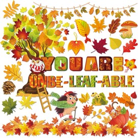 HOWAF Fall Classroom Decorations You Are Unbelievable Bulletin Board Set for Autumn Chalkboard School, Fall Maple Leaves Cutout Inspirational Words Cutouts for Thanksgiving Wall Class Blackboard Decor