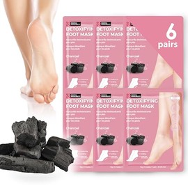 Innerest Original Derma Beauty - Máscara de pies de 6 pares de mascarillas de carbón desintoxicante para pies, exfoliante corporal, máscara hidratante