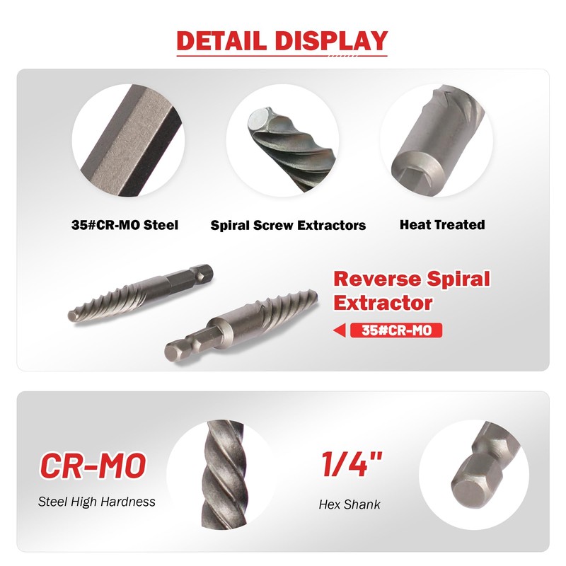 UYECOVE 14PCS Spiral Screw Extractor Set with Tungsten Carbide Tip