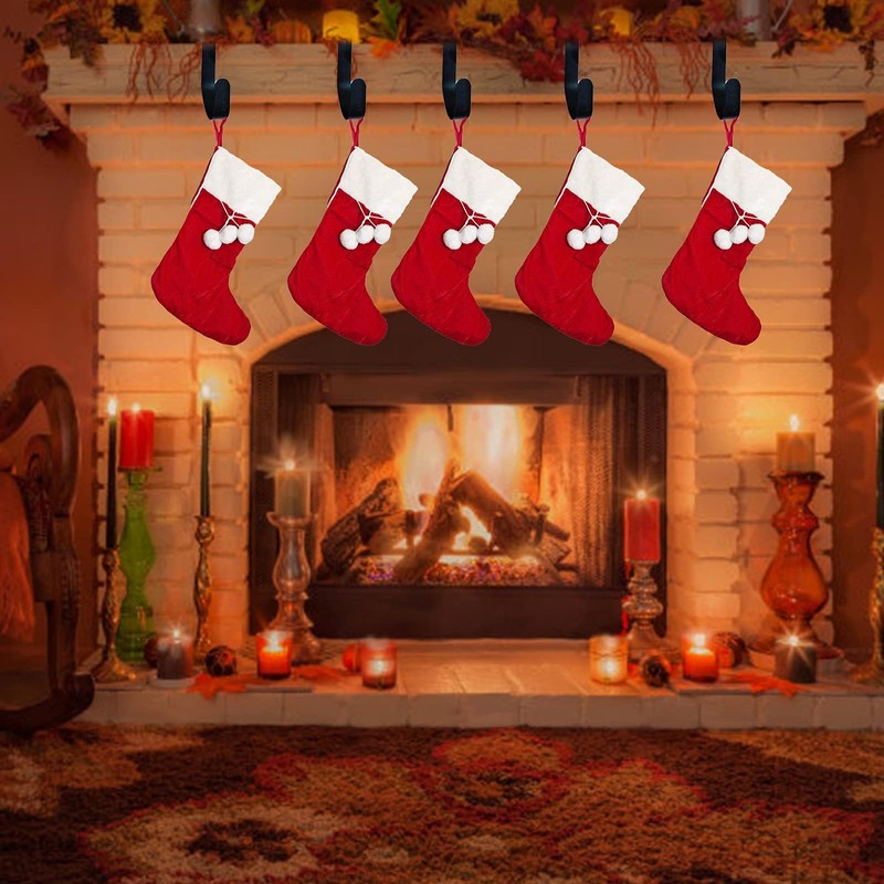 Runmeihe 4 Pack Christmas Stocking Hangers For Fireplace, Metal Hooks
