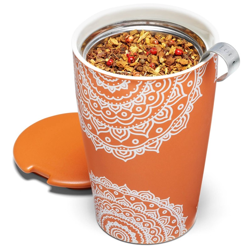 Tea Forte Chakra Double-Walled Ceramic Kati Cup with Removable Stainless