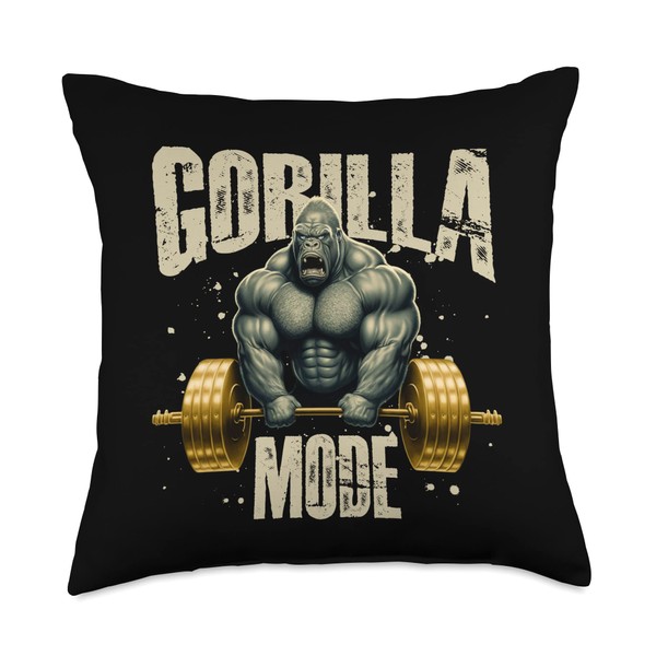 Gorilla Mode | Gym Workout Beast Weightlifting Bodybuilding Throw Pillow