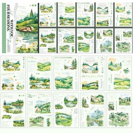 Alideco 20pcs Scrapbook Stickers Vintage Four Seasons Landscape Theme Sticker Book for Adults Sticker journaling Stickers for Scrapbooking (chunzhilvyi)