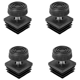 4-Pack Furniture Leveler Chair Leg Leveling Feet Square Tube Insert Kits 30 x 30mm M8 Threaded Furniture Feet End Caps, Black