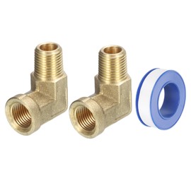 QUARKZMAN Brass Hose Fittings 1/8" NPT Male x 1/8" NPT Female, 2 Pieces 90 Degree Road Elbow Forged Pipe Fittings Adapter for Gas, Air, Oil, Propane