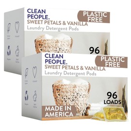 Clean People Laundry Detergent Pods - Plant-Based, Hypoallergenic Laundry Pods - Ultra Concentrated, Plastic Free, Recyclable Packaging, Stain Fighting - Sweet Petals, 192 Pack