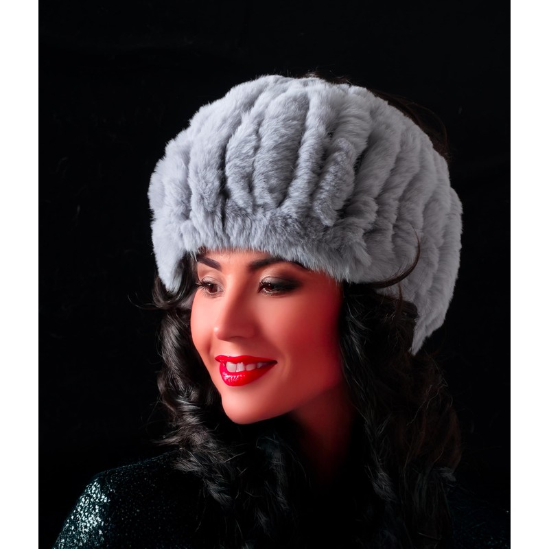 HEIZZI Women's Real Fur Headband & Black Infinity Scarf -