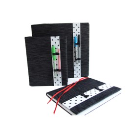 Elastic Planner Binder Band 2 Pen Holder, YOU Choose Pencil or Pen Loop Size on Planner Band POLKA DOTS or STRIPES, 4 Sizes for Binder, Mini Binder, Composition Book, a5 Journal