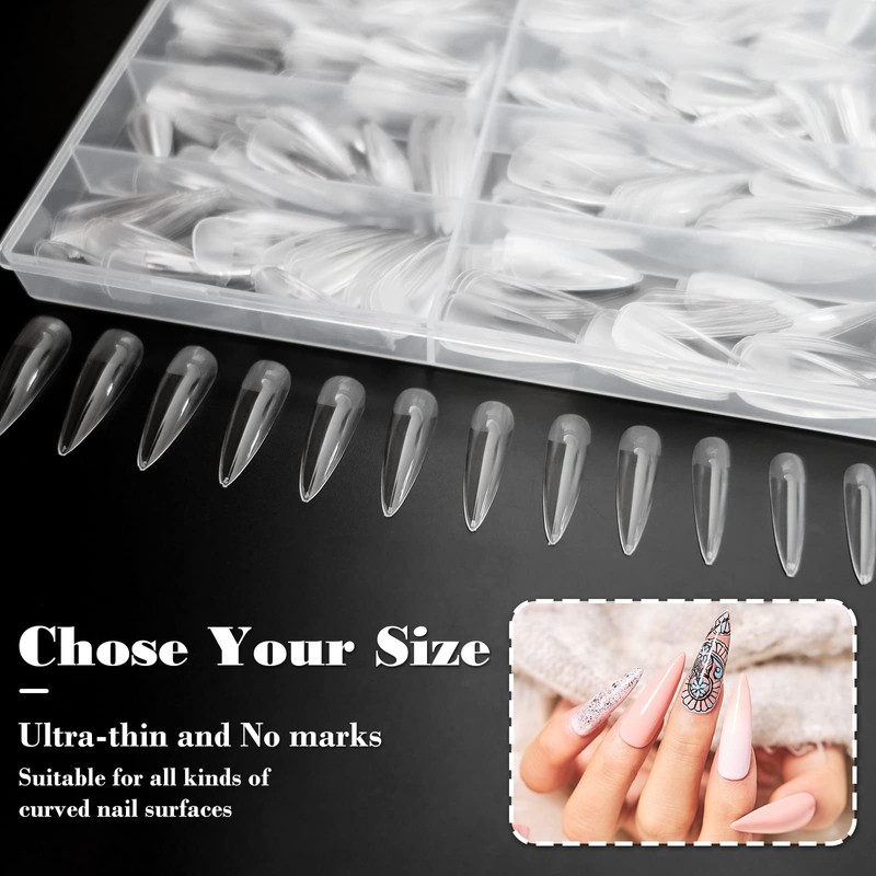 LoveOurHome 600pc Stiletto Gel X Nail Tips Full Cover Long