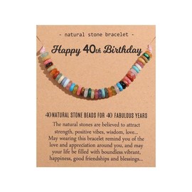 A-yeite 40th Birthday Gift for Women Her, Colorful Healing Crystal Beads Adjustable Bracelet 40th Happy Birthday Gifts for Daughter Wife Mom Sister Niece Friends Aunt