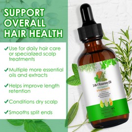 ZIXAOK 3in1 Hair Growth Oil (Rosemary & Mint & Pumpkin Seeds Oil) Natural Organic hair Oil - Cold Pressed Pure Hair Treatment Oil for Hair Skin Massage Oil - Eyelashes, Eyebrows Regrowth