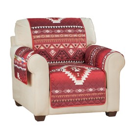 Collections Etc Burgundy Southwest Aztec Pattern Furniture Protector with Storage Pockets