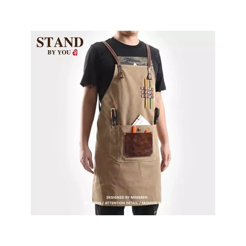 캔버스 앞치마 목공용 바리스타 공방 [회색] Canvas Apron for Woodworking