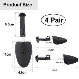 Ruayia 4 Pairs of Shoe Stretchers, Shoe Stretcher for Men and Women, Plastic Shoe Stretchers, Adjustable Shoe Stretchers, Lightweight and Easy to Carry Shoe Stretcher, Large Format, Black-s