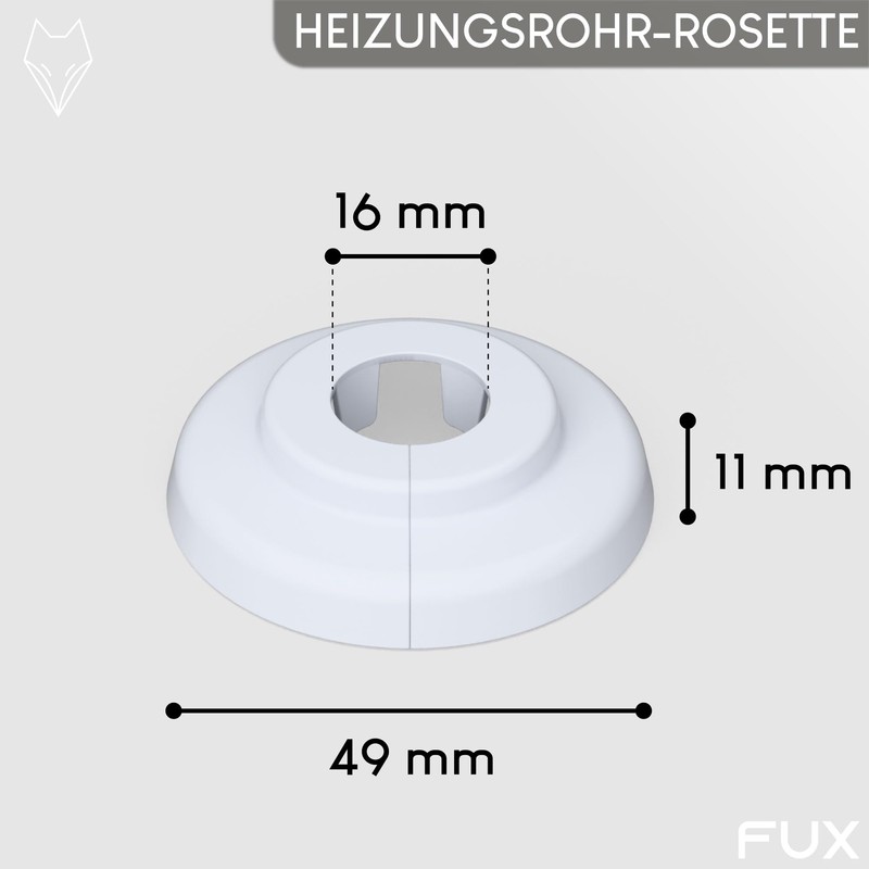 Fux Radiator Pipe Collar, Various Sizes, Pipe Cover, Cover Rosettes,