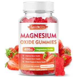 MEENCCD Gomitas de óxido de magnesio de 400 mg, suplemento masticable de óxido de magnesio para adultos y niños, apoyo para nervios y músculos, sin...