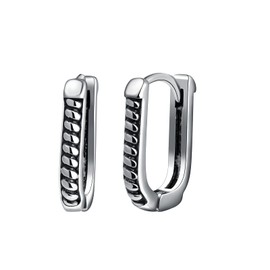 Yumilok Punk U Shape Hoop Earrings Geometry Men's Earrings Stainless Steel Men's Earrings Titanium Earrings Women's Huggie Cartilage Piercing, Stainless Steel