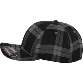 Flex fit Unisex's Tartan Plaid blk/Gry S/M Yupoong Headwear