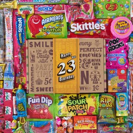 VINTAGE CANDY CO. 23rd BIRTHDAY RETRO CANDY GIFT BASKET - 2000 Party Assortment Candy Variety - Unique Fun Care Package Gift Basket - Twenty-Third Birthday - PERFECT For Men and Women Turning 23 Years