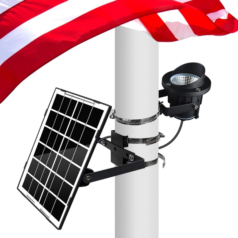 Flag Pole Light Solar Powered, Solar Flagpole Lights Metal Clamp