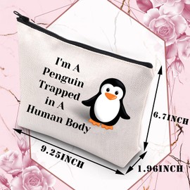 PLITI Penguin Makeup Bag Penguin Lover Makeup Organizer I'm a Penguin Trapped in a Human Body Penguin Cosmetic Bag(Penguin Trapped in Body U)