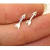 Arrow .925 Sterling Silver Very Very Tiny Stud Earrings (Hypoallergenic)