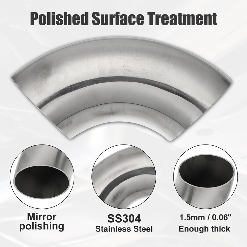 X AUTOHAUX 2pcs OD 2.25 Inch 90 Degree 1.5mm Thickness