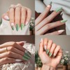 Uñas francesas con punta verde almendra, 24 piezas, 12 tamaños,
